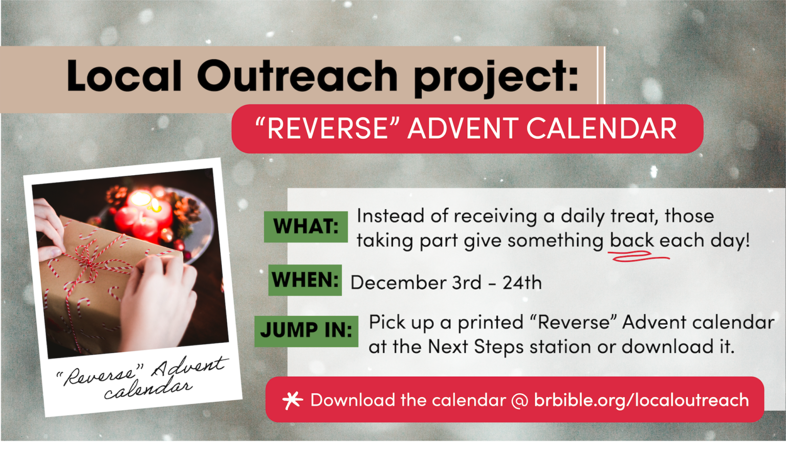 ReverseAdvent Calendar Blue Ridge Bible Church